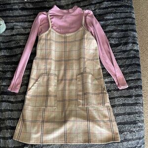 btween Tan and Cream Casual Sundress with pink top